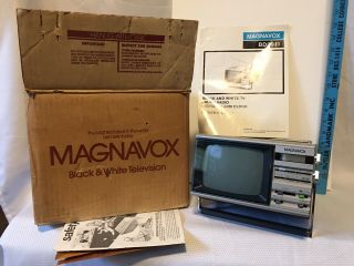 Magnavox B & W Portable Tv Alarm Clock & Radio Model Bd 3911