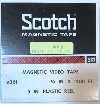 Scotch 3m Open Reel - To - Reel Videotape 361 1/4 " X 1200 Ft Nos Blue Reel