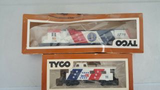 Vintage Tyco Ho Scale Train Engine 1776 And Spirit Of 76 Caboose In Package
