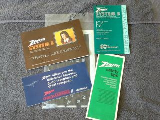 1970s 1980s Zenith System 3 Tv Documents And Brochures 5 Items In Bag