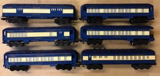 Six (6) Lionel Blue Comet Passenger Cars Set: 9536 - 9540 & 19000