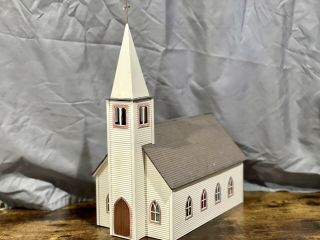 Estate Find O Scale Wood Built Church Train Building W Operating Bell Lionel Mth