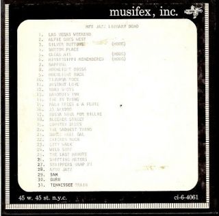 Reel To Reel Tape 7 " Inch R2r 1/4 " Musifex Nyc Mfx Jazz Library Demo