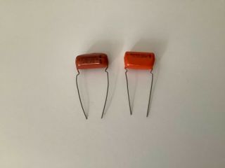 2 Nos Vintage Sprague Orange Drop.  1 Uf 600v Capacitors 6ps Tone Caps