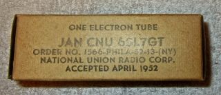 One Nos Vintage National Union/jan - Cnu - 6sl7gt Tube