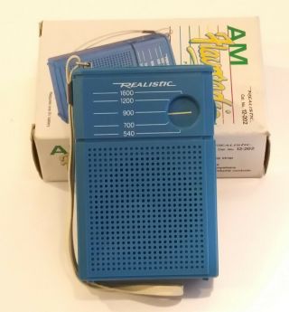 Vtg Realistic 12 - 202 Flavoradio Transistor AM Pocket Radio Blue 2