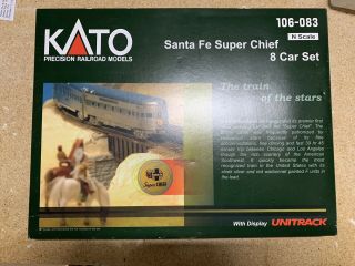 N Scale Kato 106 - 083 & 106 - 6003 Santa Fe Chief 8 - Car Set & 4 Car Add - On C