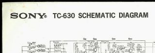 Sony Tc - 630 Reel To Reel Tape Deck Factory Fold - Out Schematic Diagram