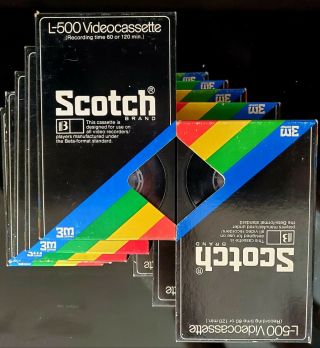 (10) Scotch Betamax L - 500 Video Tapes Tv Home As Blank For Recording Only