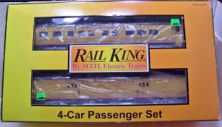 O Scale 3 - Rail Mth Rail King 4 Car Passenger Set Union Pacific Up