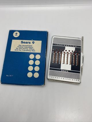 Sears 9 Metal Pocket Calculator Addition Subtraction Vintage W Germany