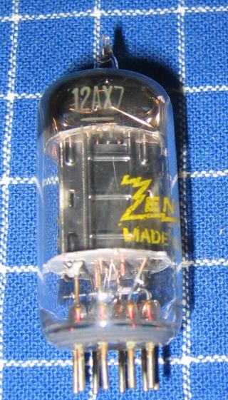 Vintage 1955 Zenith Black Plate Angled D Getter 12ax7 Vacuum Tube By Sylvania