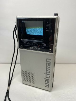 Sony Watchman Fd - 20a Flat Black And White Mini Tv Handheld Made In 1984