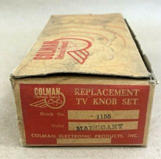 Nos Colman 1155 Replacement Tv Knob Set Mahogany Tuning Volume - Usa Bakelite