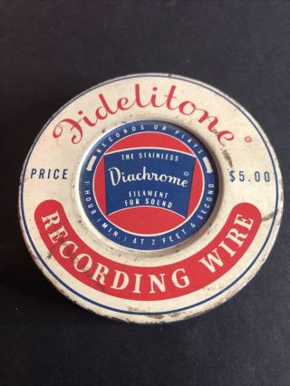 Vintage Fidelitone Recording Wire 7200 Ft Stainless Diachrome Filament For Sound