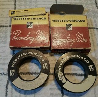2 Webster Chicago Recording Wire Spools 1/2 Hour With Leader String W 174
