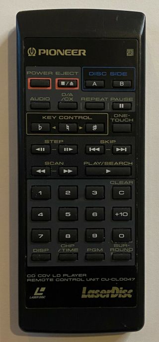 Pioneer Cu - Cld047 Laserdisc Remote Control Cld - V820,  Cld - 2710k,  Cld - V840