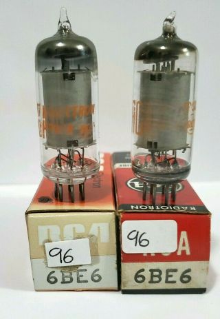 2 Matching Rca 6be6 Vacuum Tubes / Nos On Calibrated Tv 7