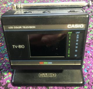 Rare Vintage Casio Mini Tv Model Tv - 810 Lcd Color Portable Television For Repair