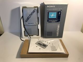 Sony Watchman Portable B&w Tv Fd - 20a In Case Vintage 1980s