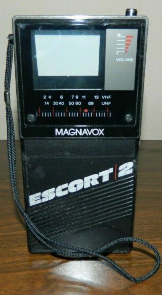 Vintage,  Magnavox Escort 2 Portable,  Handheld B&w Tv