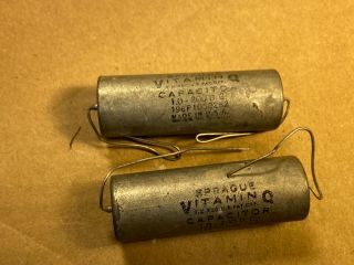 2 Nos Vintage 1.  0 Uf 200v Sprague 196p Vitamin Q Crossover Capacitors 1 Uf