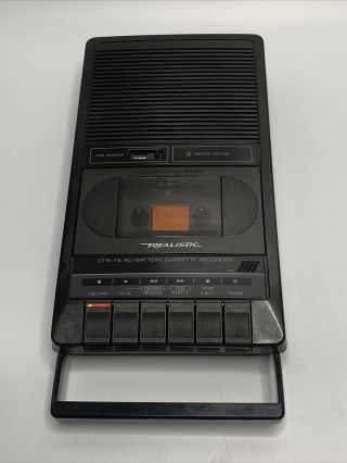 Realistic Ctr - 73 Radio Shack Portable Cassette Tape Player Recorder (no Cord)