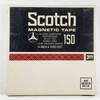 Nos Scotch 3m 7 " Reel 150 Magnetic Tape 1/4 " X1800 