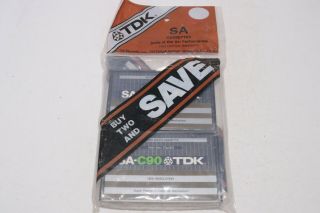 Vintage Tdk Sa - C90 Cassette Tapes In Bag Old Stock 1970 