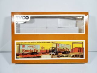 Tyco Ho Scale Truck Terminal Santa Fe Piggy Back Train W/ Box