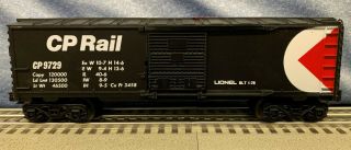 Lionel Trains Cp Rail Box Car Boxcar,  O - Gauge,  6 - 9729 9729