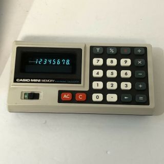 Vintage Casio Mini Memory Calculator W/case - Made In Japan - Ad - 4145