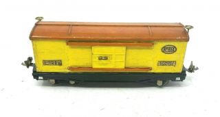 Lionel Prewar 814 Automobile Tin Plate Boxcar Cream & Orange O - Gauge