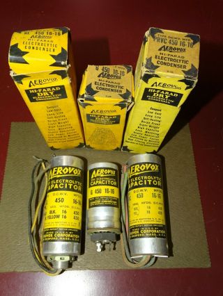 3 Aerovox Can Filter Capacitors,  Dual 16 And 16 Mfd,  450 Wvdc,  Nos