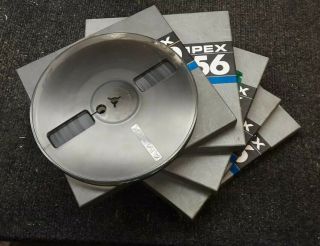 5 X Ampex 456 Grand Master 1/4” Studio Mastering Audio Tape Plus 9 Empty Spools