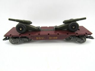 Rare Marx Model Railroad Erie 4528 Flat Car With 2 Cannons