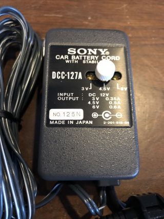 Vintage 1970 ' s Sony DCC - 127A Car Battery Cord with stabilizer 3V,  4.  5V,  6V 2