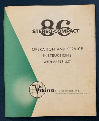Viking 86 Stereo Compact,  Reel - To - Reel Operating/service Book.