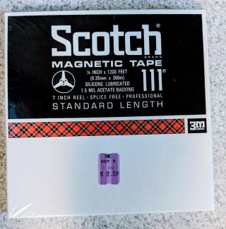 Scotch 3m Magnetic Reel Tape 111 In Plastic And Price Tag 7 " 1200ft