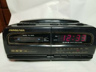 Vintage Soundesign 7553blk Clock Radio Alarm Cassette Telephone - Black -