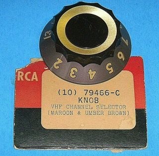 Vintage Rca 79466 - C Vhf Channel Selector Knob - Maroon & Umber W/ Amber Numbers