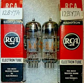 Pair 12by7a Rca Smoked Glass Vacuum Tubes,  Triplett 3444 95,