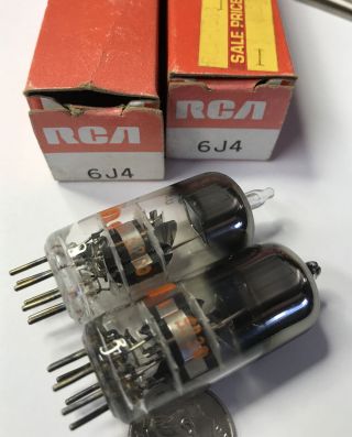 (2) Vintage Rca 6j4 Vacuum Tube Made In Usa Nos Nib