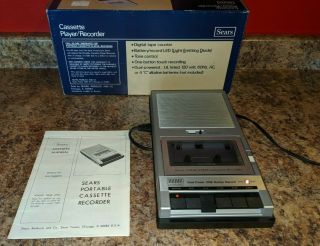 Collectible Sears Ac/dc Portable Cassette Recorder Player 564.  21675050
