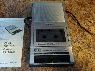 Collectible Sears AC/DC Portable Cassette Recorder Player 564.  21675050 3