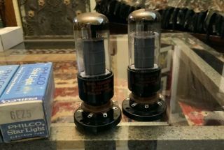 2 Philco 6ez5 6as5 Vintage Electronic Vacuum Tube - Nos Nib Matched Set