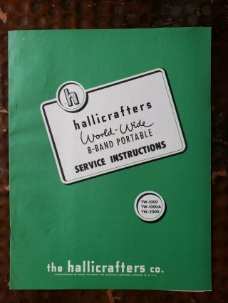 Hallicrafters Service Instructions World - Wide 8 - Band Portable Tw - 1000,  1000a,  2000