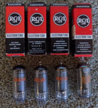 4 Nos/nib Rca 6197 Tubes Top Halo Getters Support Rods