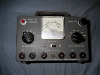 Heath Heathkit Model Ek - 1 Vintage Dc Volt,  Ohm,  Milliamp Meter -,  ⚡