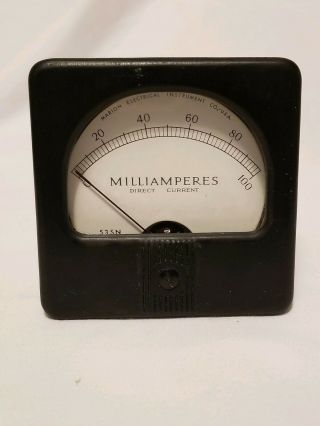 Vintage Marion Electric Panel Meter Direct Current 0 - 100 Milliamperes